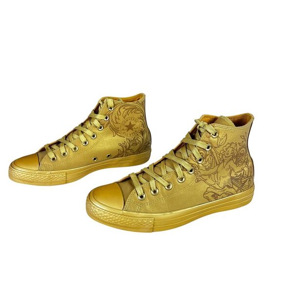 Converse Sneakers Women 7 Chuck Taylor All Star Laser Baroque Gold Hi Top Shoes‎ - Picture 4 of 12
